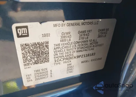 2023 Chevrolet Silverado 1500 2Wd Short Bed Custom z USA, uszkodzony, nr VIN 1GCPABEK9PZ118183